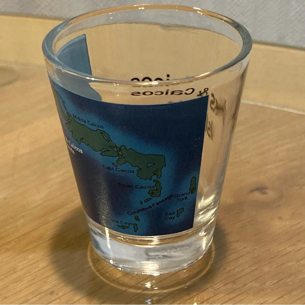 Vintage Y2K Turks and Caicos Islands Souvenir Shot Glass 2.5 inches